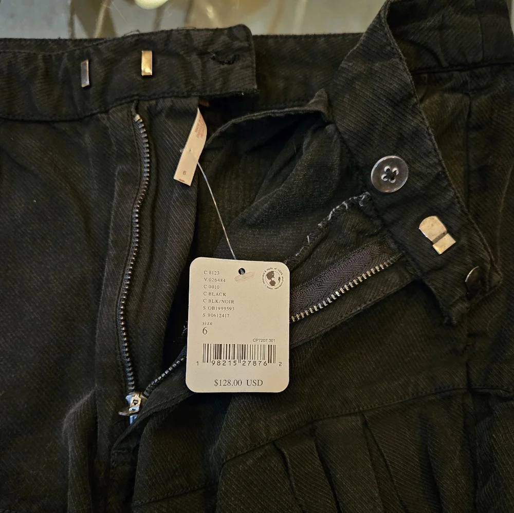 Sarina Pleated Barrel Trousers Cotton Lightweight Drapey Full Black Size 6 NWT - Picture 8 of 16